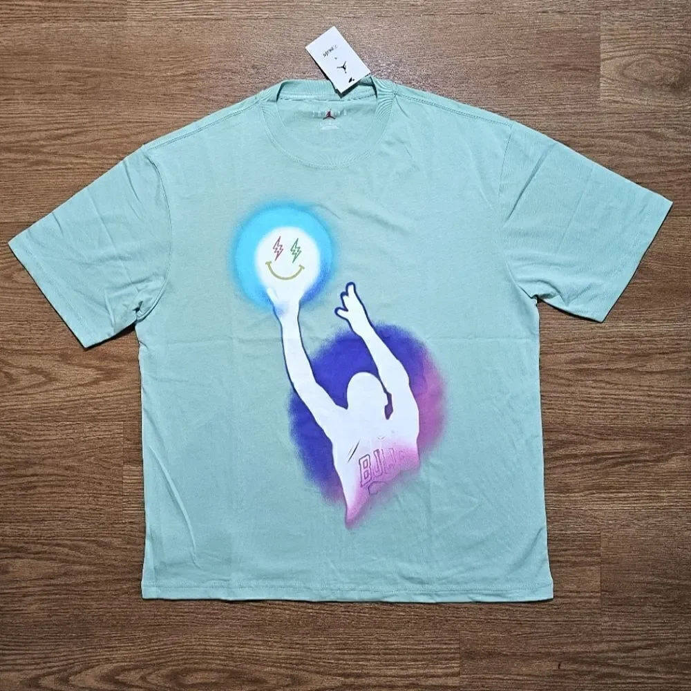 Air Jordan X J Balvin Tee T-Shirt Large L Sail Enamel Green Blue DR2962-308 New